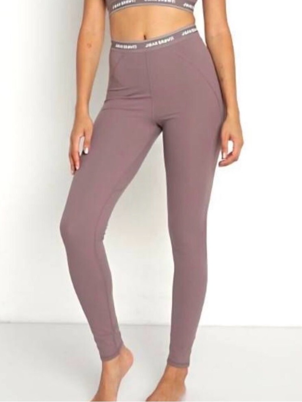 Joah Brown Dusty Mauve Seam-Detail Leggings
